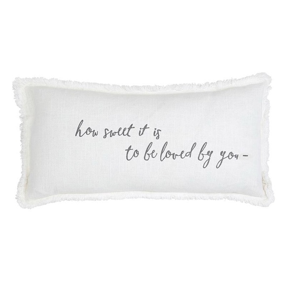"How Sweet it Is to be Loved by You" White Cotton Lumbar Pillow Cover - Picture 1 of 7